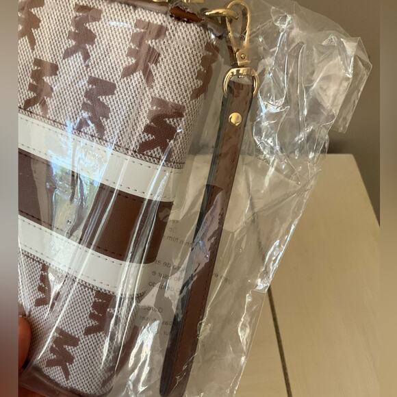 Michael Kors Brown and White Wristlet NWT